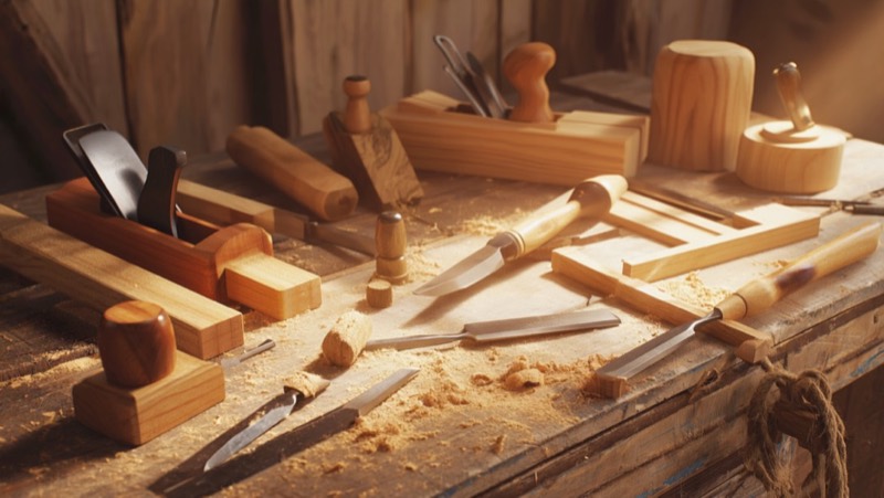 Demo brand direction — artisan workbench in golden light