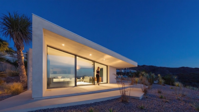 Demo brand direction — coastal home at blue hour